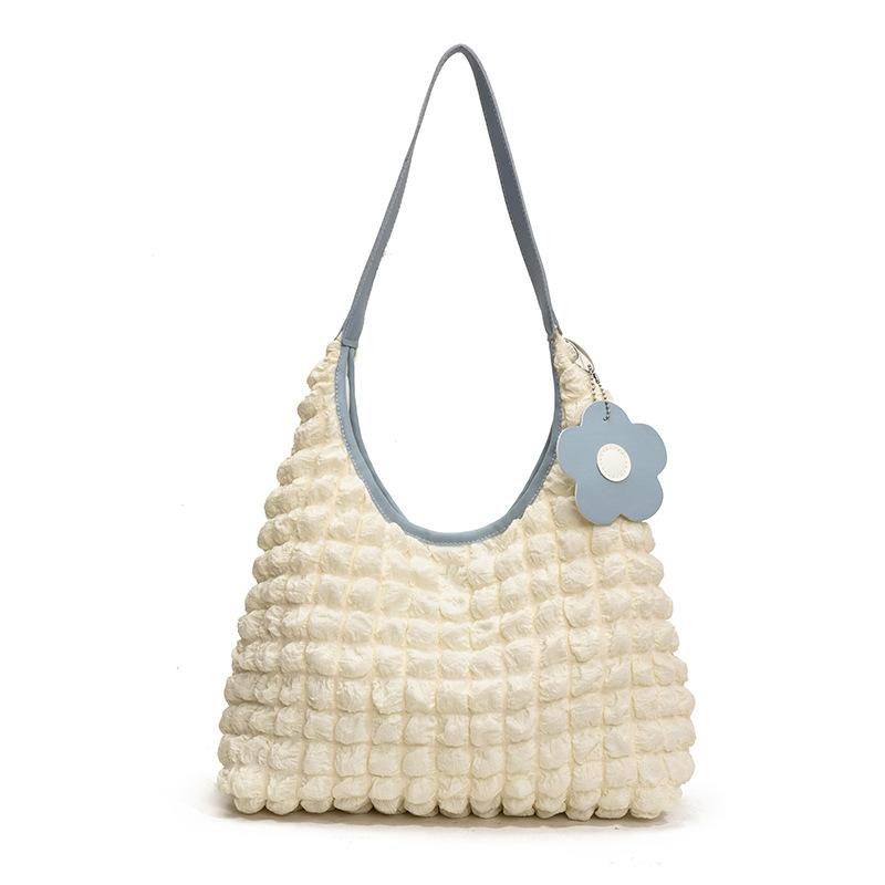 Korean Pleated Waffle Shoulder Bag New Style of Bubble Gauge Tote Bag Fashionable Large Capacity Shopping Bag