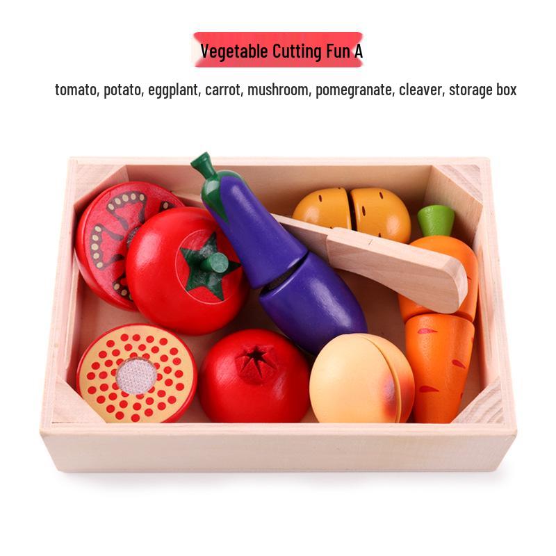 Wooden Play Kitchen Set: Cutable Fruits & Vegetables for Kids