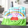 Custom Name Peppa Pig Family Adventure Party Blanket For Couch Bed Plush Cozy Fuzzy Blanket Super Soft Warm Blankets For Fall And Winter 0916108