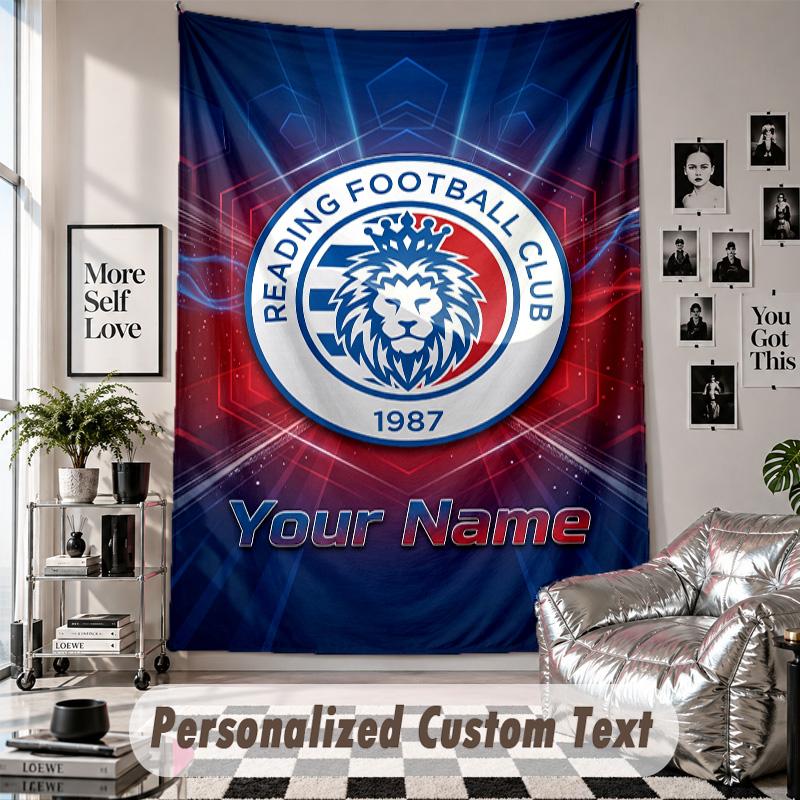 Wall Hanging Tapestry With Custom Name & Text, Reading FC Decorative Tapestry For Bedroom