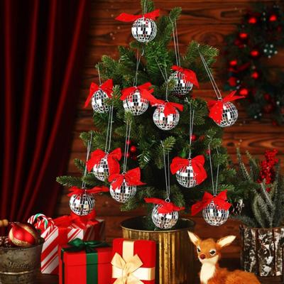 Palline di Natale Decorazioni Natalizie Palla da Discoteca Argentata Specchio Riflettente Decorazioni per la Casa Festa Set da 12 per Natale