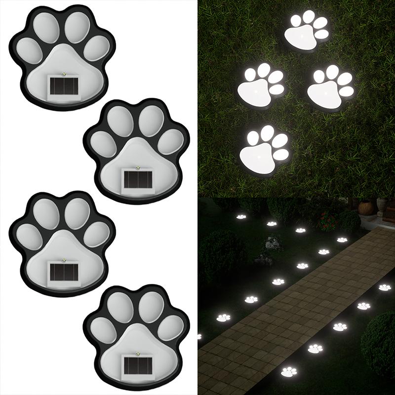 Outdoor LED Solarleuchte Wasserdicht Hund Katze Tier Pfotenabdruck Licht Weg Rasenlampe für Garten Terrasse Rasen Sommer Camping Heimdeko