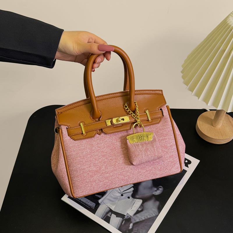 2025 Damen Color-Block Denim-Tragetasche und Kelly-Tasche zum Umhängen