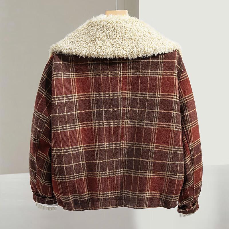 Silkbay Women's Retro Plaid 90% Down Lapel Jacket