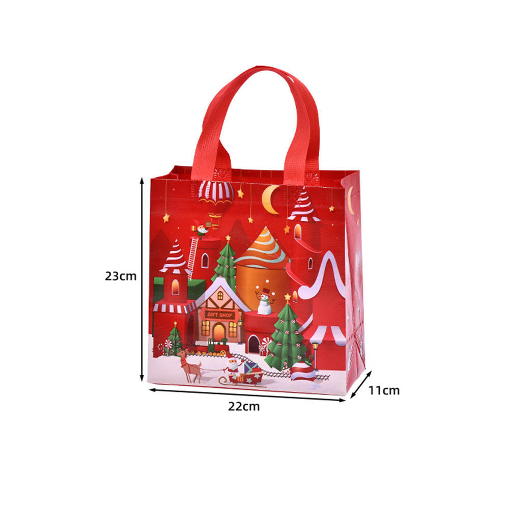 Christmas Handbag Non-woven Gifts Bag Storage Bag Cartoon Santa Claus Snowman Print Folding Tote Bag Party Supplies Wholesale