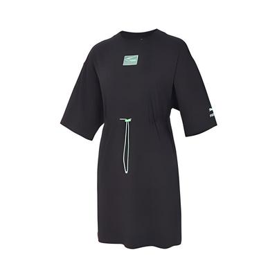Comfortable Breathable Round Neck Short Sleeve Dress Women Dresses Black 626618-01