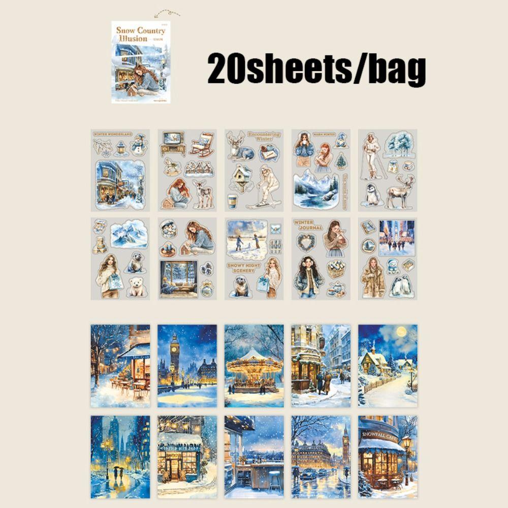 20 Blatt Tagebuchaufkleber Wasserdichter Scrapbook-Aufkleber Neues Aufkleberbuch Schreibwaren