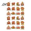 Decorative Cookie Style Tree Hanging 12/16/24PCS Wooden Christmas Ornaments, Gingerbread Man & House Decorations, Lightweight Xmas Charms Ornaments