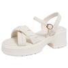 thick-soled cross-strap fairy wind sandals for women 2025 summer new thick heel outer wear one-button Roman sandals for women