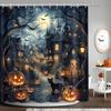 Halloween Horror Castle 3D Shower Curtain - Thick Polyester PEVA Bathroom Partition