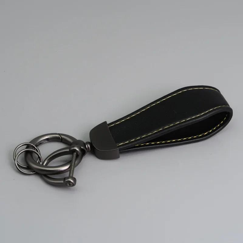 Custom LOGO Vintage PU Leather Keychain Laser Engrave Metal Car Keyring Personalize Texts Key Chains for Men and Women Gift