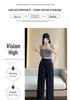 2025 Spring/Summer Women's Jacquard Satin Wide-Leg Pants: High-Waist, Buttoned, Slim-Fit, Casual Trousers.