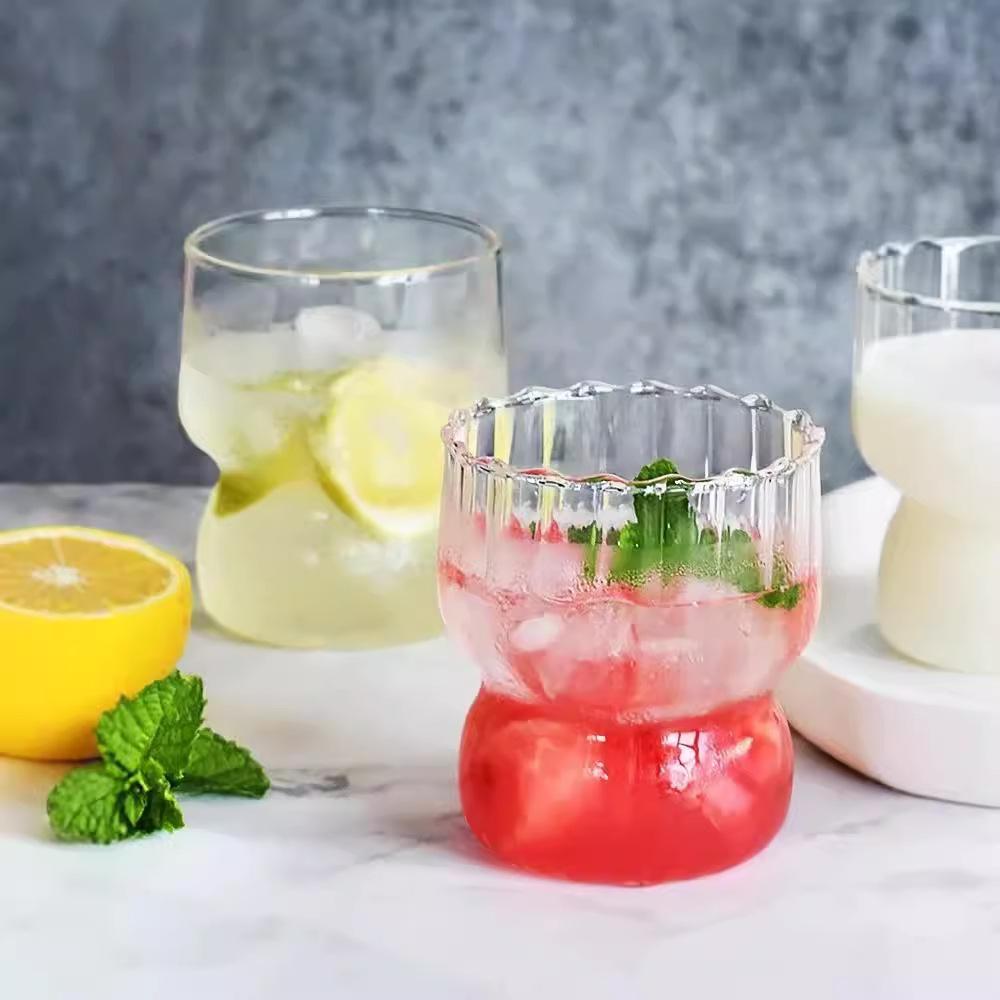 Vertical Pattern High Borosilicate High Temperature Resistant Glass Milk Coffee Glass Chubby Retro Water Cup Juice Single Layer Cup