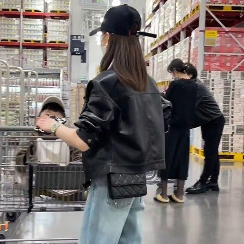 Ležérní volný střih dámská jarní podzimní PU kožená moto bunda módní krátký kabát