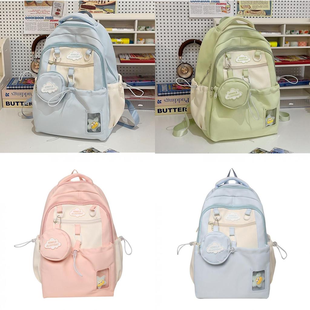 Girls Nylon School Backpack Waterproof Soft Sweet Style For Campus Use