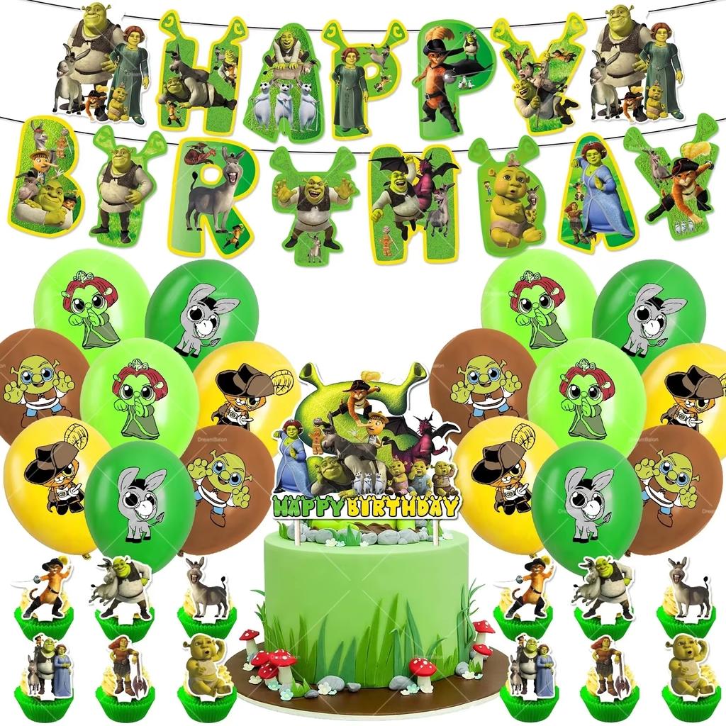 Monster Shrek Birthday Party Decoration Prince Donkey Green Princess Balloons Cup Plate For Kids Baby Shower Party Favor Gifts