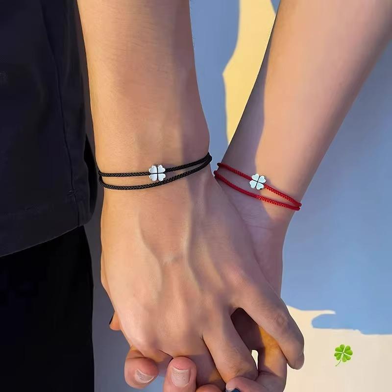 1/3Pcs Red Four-leaf Clover Bracelets for Women Men Adjustable Handmade Red Lucky Rope Couple Minimalist Jewelry Accessories
