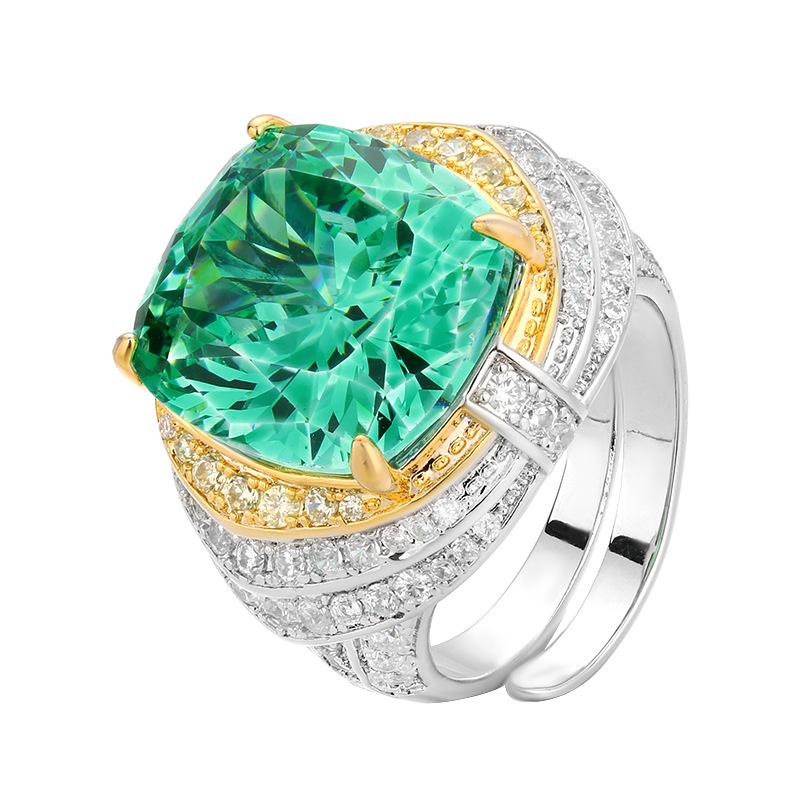 Schmuck Kupferboden Vergoldet Simulation Para Grün Fett Rechteckig 14 * 16 Ring Damen