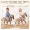 Children's Rocking Horse, Linen-Effect Fabric, Sound Effects, Safety Handles, Grey