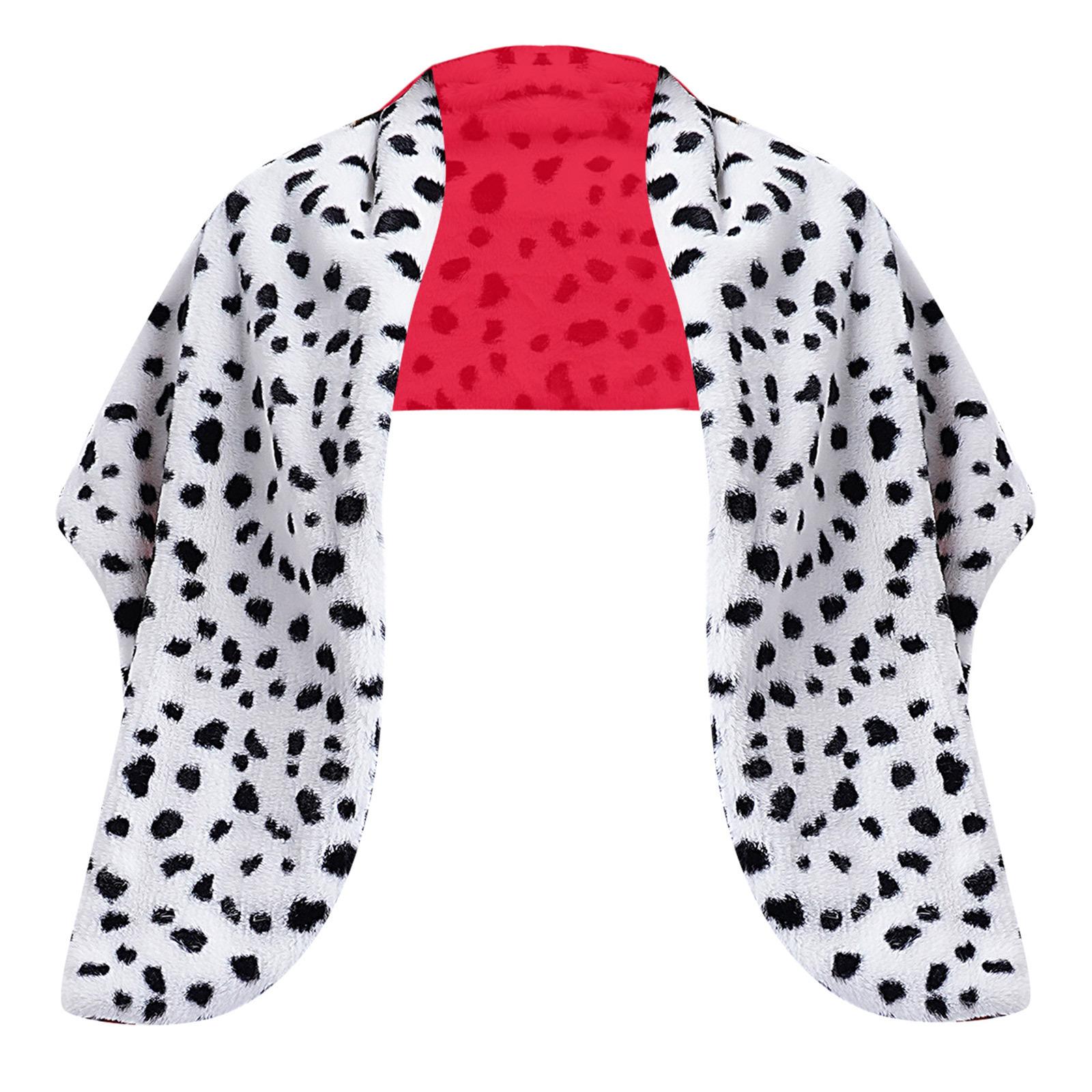 

Женская взрослая шаль далматинца из искусственного меха, шарф-накидка для косплея, аксессуары для вечеринки на Хэллоуин One Size