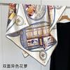 Heavy silk scarf women's spring new double-sided heterochrome flower dill 111cm large square scarf mulberry silk scarf shawl