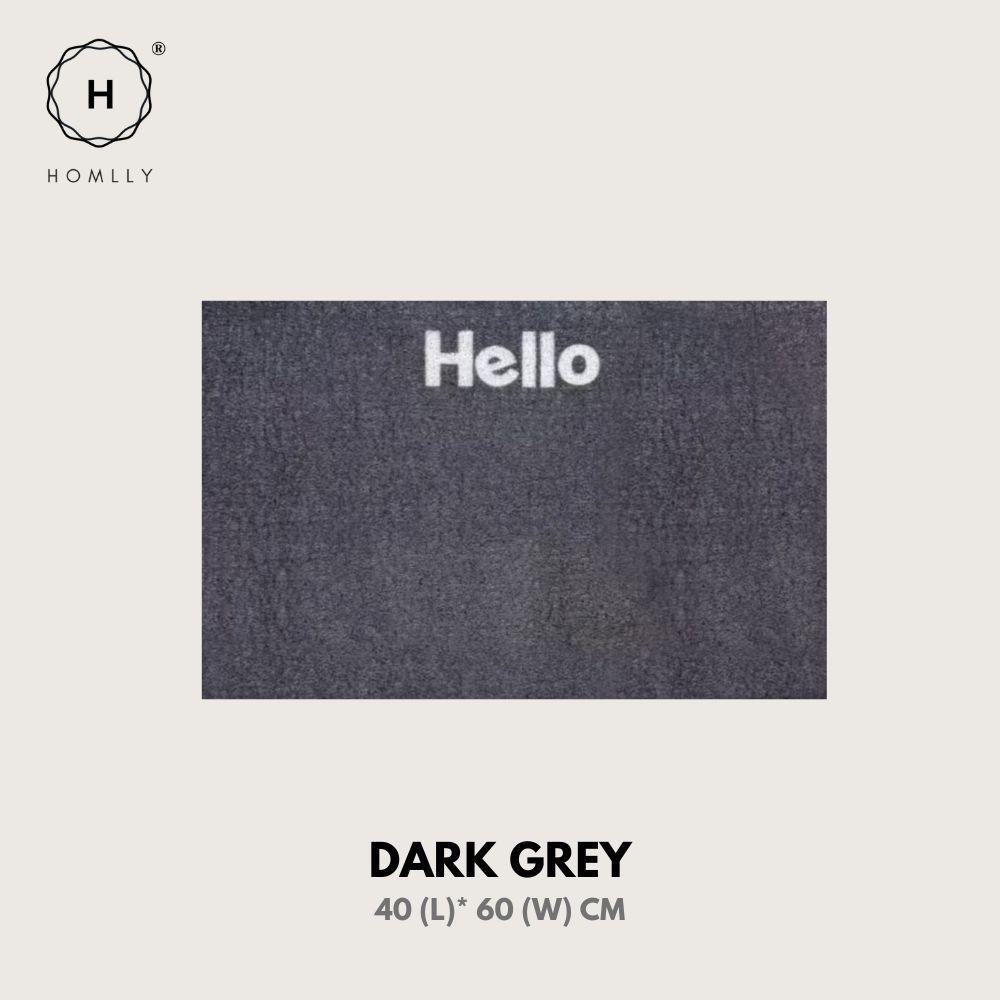 

Homlly Hello Washable Non-Slip Coil Soft Entrance Door Mat (X2PCS) Dark Grey 40x60 X2PCS