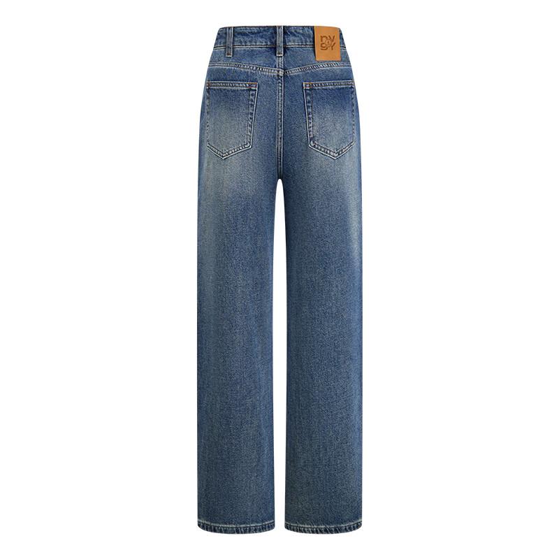 NVG·YOUNG Women's Vintage Washed Denim Straight Leg Jeans