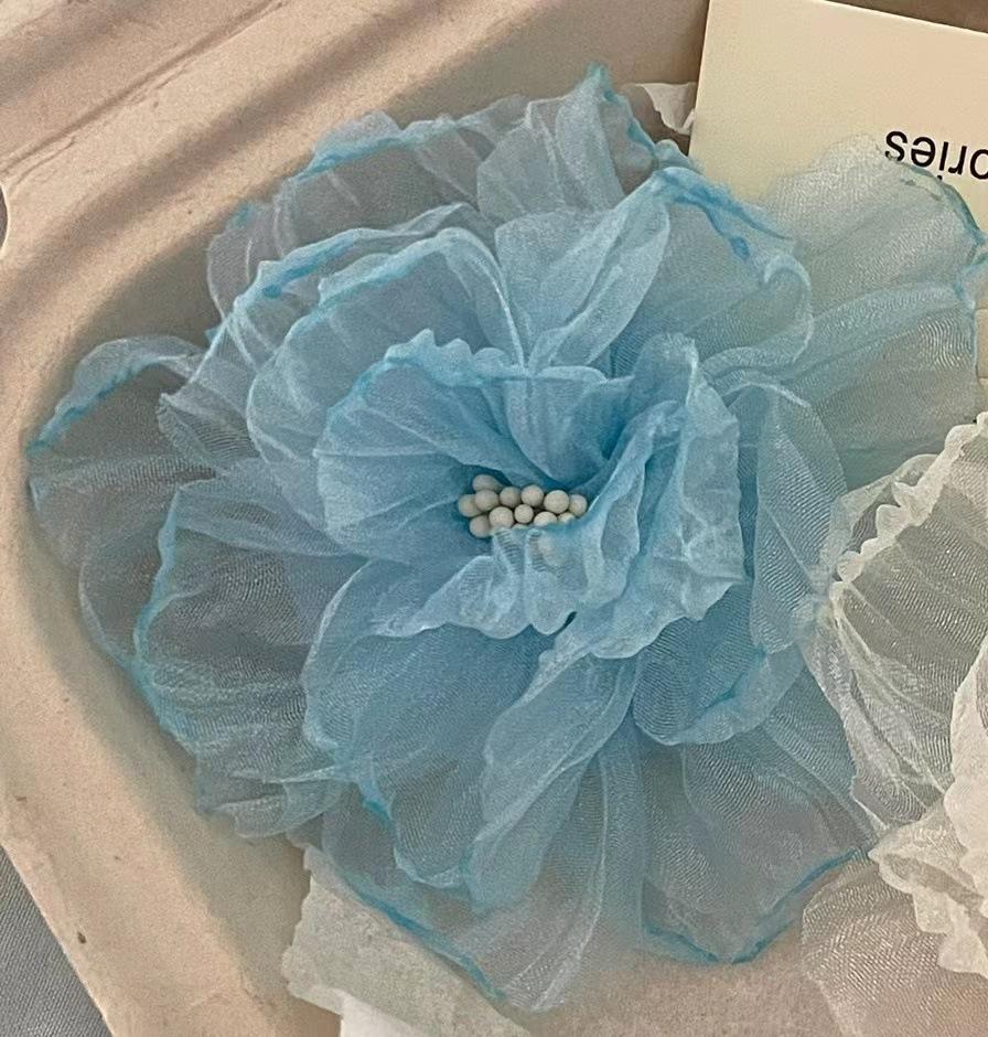 New Sweet Mesh Flower Hair Clip Women Girls Side Section Bangs Hairpin Seaside Vacation Photo Hair Accessories