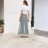 Women's Wide Leg Dress Pant Elegant Party Elastic Waist Trouser With Pockets