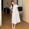 Women Summer White Short Sleeves Cotton Nightwear Simple Round Neck Mid-Calf Loose Nightdress Casual Plus Size Nightgowns New
