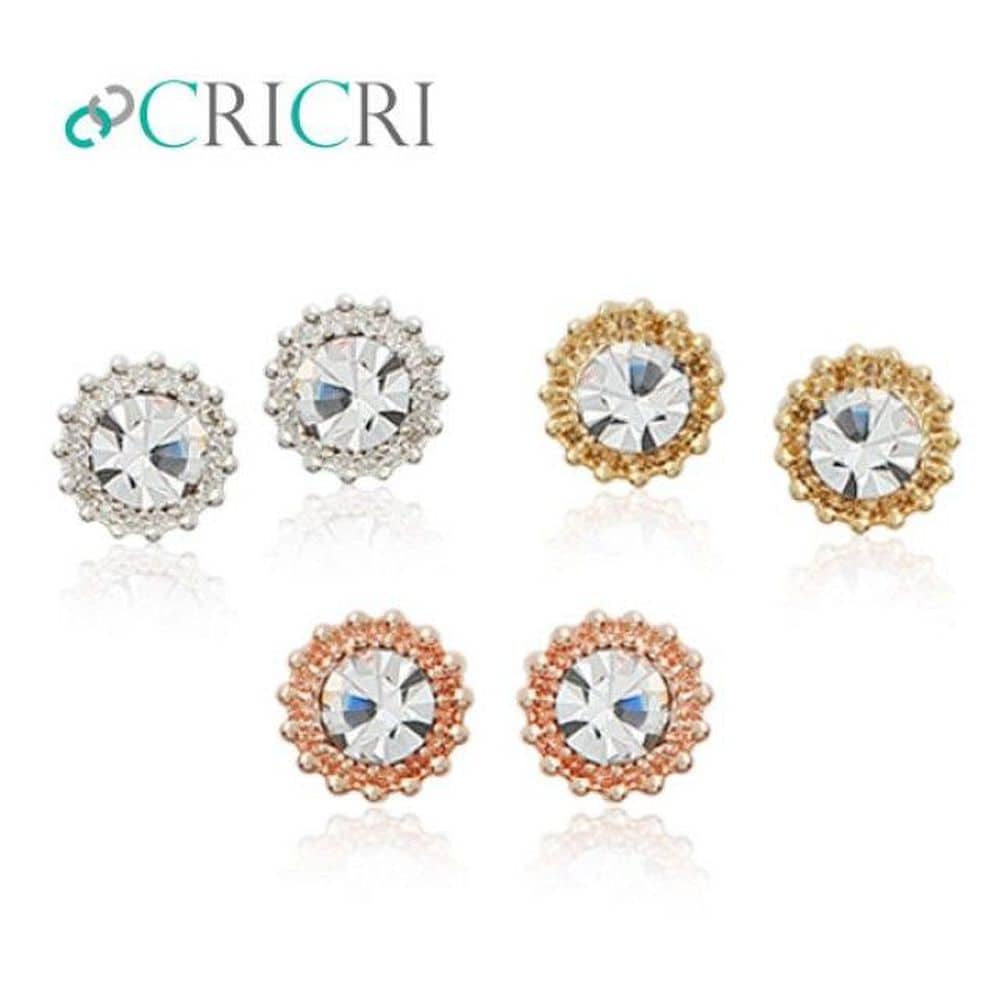 92.5 Silver Crystal Crafted Silver Needle Earrings