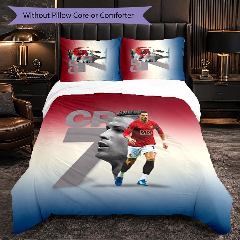 Set Lenzuola 3 Pezzi con Fantasia Cristiano Ronaldo Morbida Microfibra Copripiumino con Federe per Camera da Letto