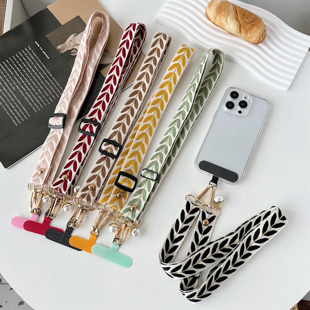 Universal Adjustable Mobile Phone Lanyard for Women Crossbody Single Shoulder Neck Strap Pearl Pendant Hanging Loss Rope