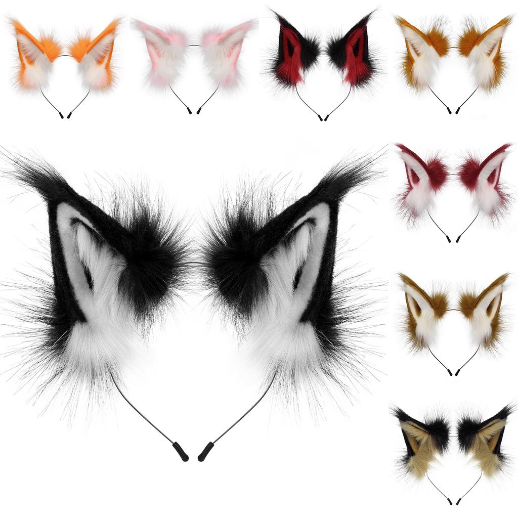 Bandeau Oreilles Renard Loup Fausse Fourrure Animale Bandeau Cheveux Poilu Fait Main Couvre-chef Costume Accessoires Cosplay