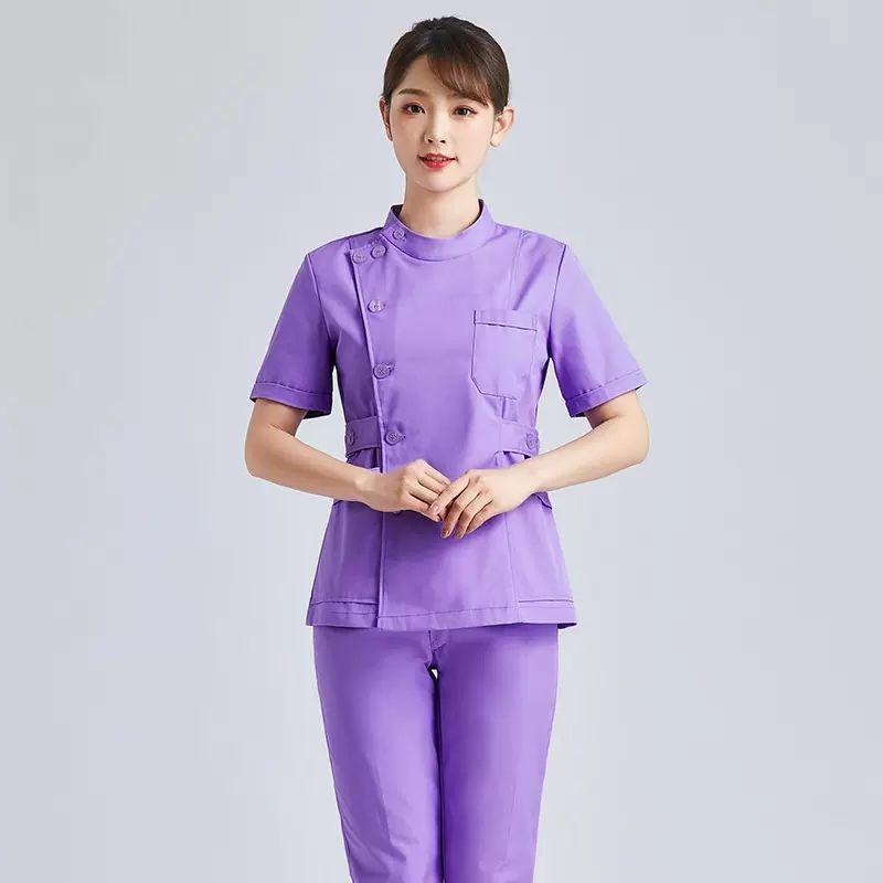 Navy Blue Long Sleeve Nurse Uniform Set for Spring & Autumn - Dental, Beauty Salon, Medical Use