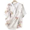 Cămăși și bluze de vară cu mânecă scurtă, largi, din ramie, casual, versatile, artistice, imprimate din bumbac și in