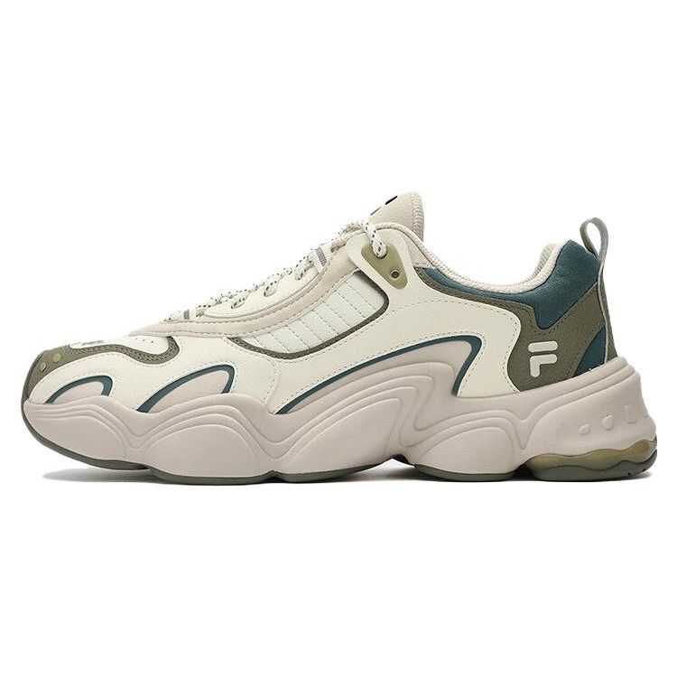 Fila Fusion Fabric Synthetic Leather Versatile Simple Shock Absorbing Wear Resistant Low Top Dad Shoes Men Sneaker White T12M341617FVS