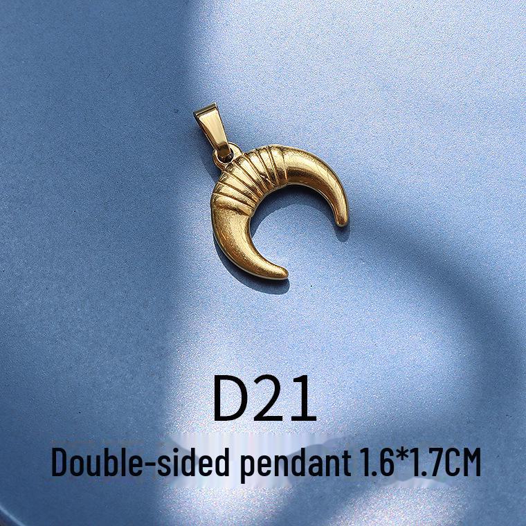 18 Karat vergoldeter Seestern-Muschel-Mond-Anhänger - Titanstahl-Schmuck im Retro-Stil