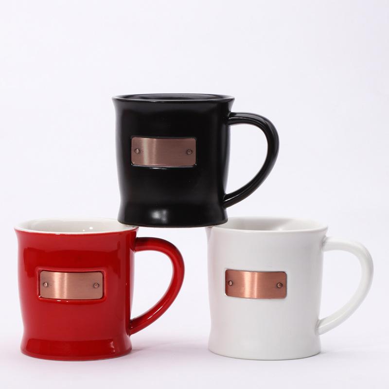 Keramický hrnek s měděnou intarzií Kancelářský hrnek na vodu Hrnek na kávu Festivalové dárky