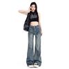 Damen Jeans Schlaghose Freizeit Schlankmachend Vintage Herbst Hohe Taille Glockenform Damen Hose Ausgestellt Y2k