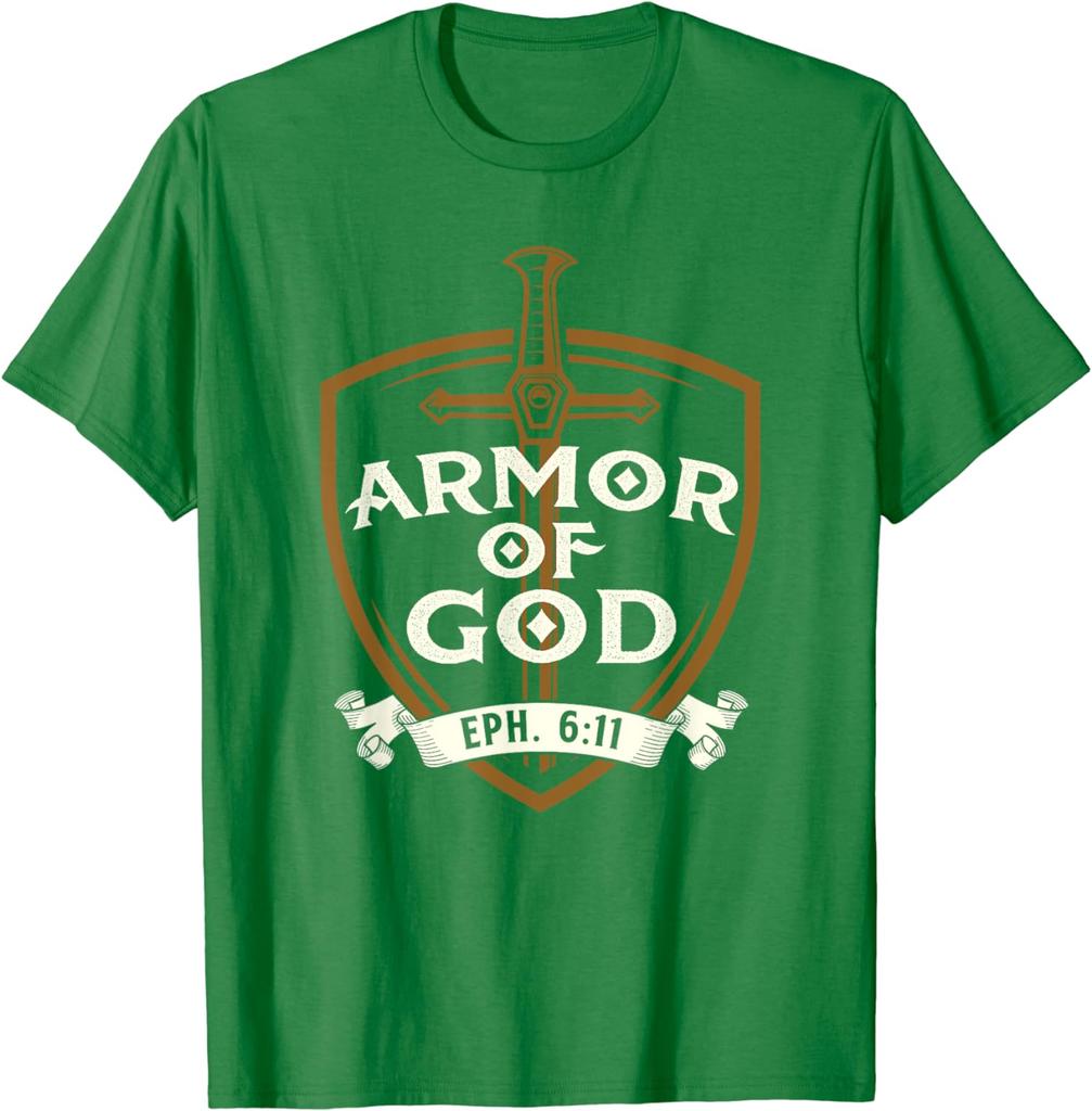 Armor of God Jesus Christ Believer Bible Christian Faith T-Shirt Vintage Classic Fashion Streetwear Men Clothing 100% Cotton