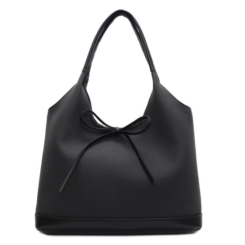 Simple and Large-capacity Tote Bag Women's New Color Matching Casual Underarm Bag Bow Fashionable and Sweet