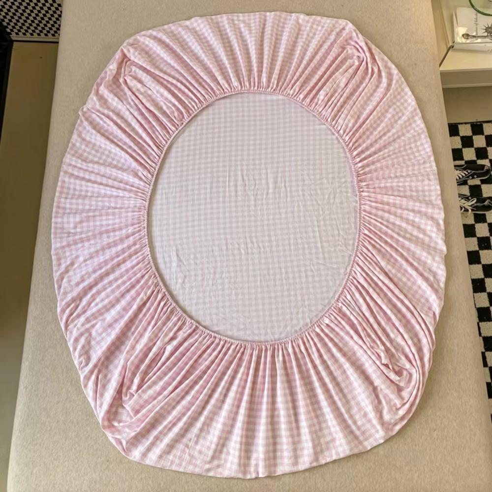 All Inclusive Single Plaid Mattress Cover Non Slip Elastic Band Mattress Protector Skin-friendly Rustic Style Bed Sheet Bedroom