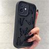 Black Butterfly Diamond Sand iPhone 15/16/17 Case with Eye Pattern Protection