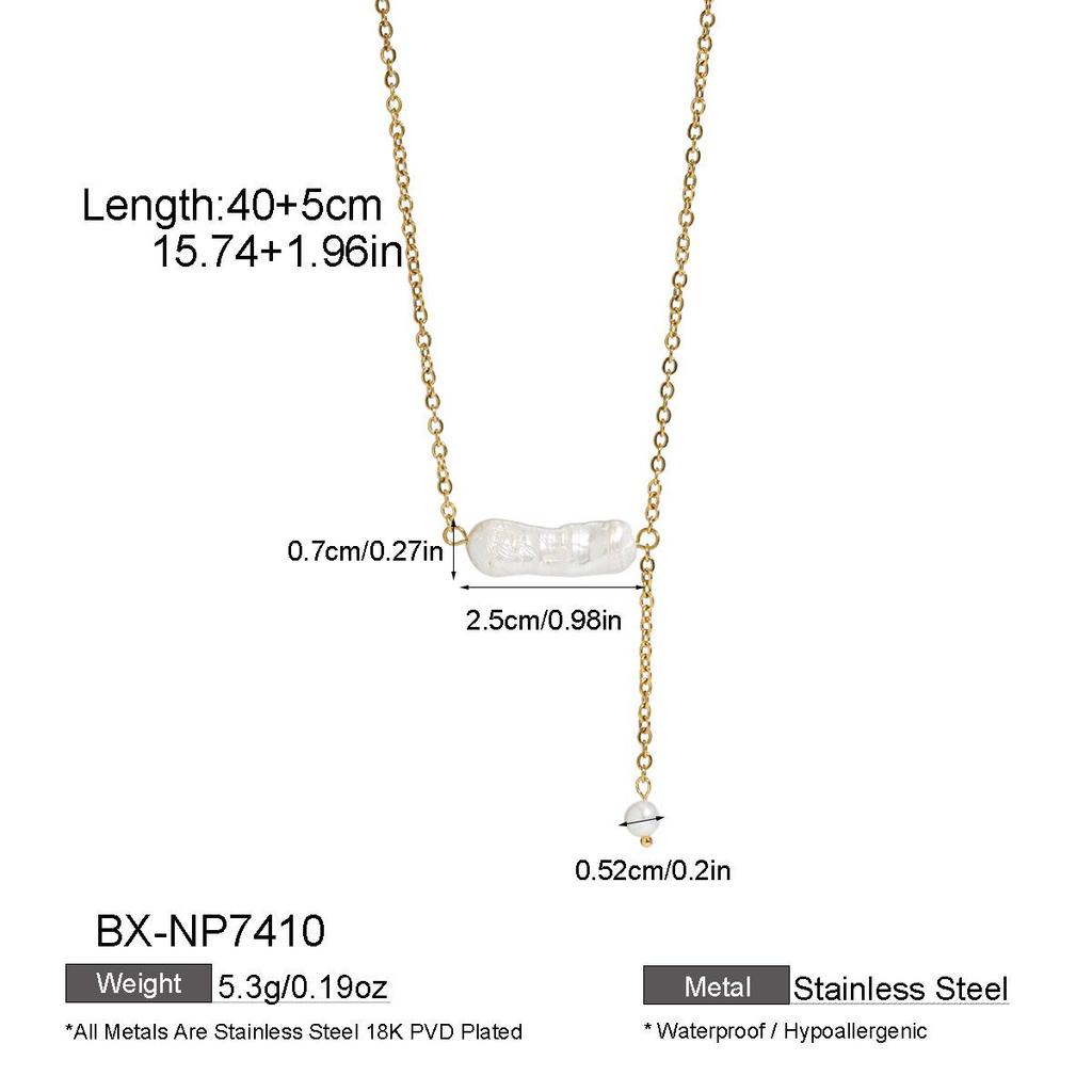 Cross-Border Natural Baroque Pearl Pendant Necklace - Seaside Summer Y-Shaped Chain for Women