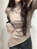 Women's Off-Shoulder Slim Fit Brushed Turtleneck Long Sleeve Top for Autumn/Winter