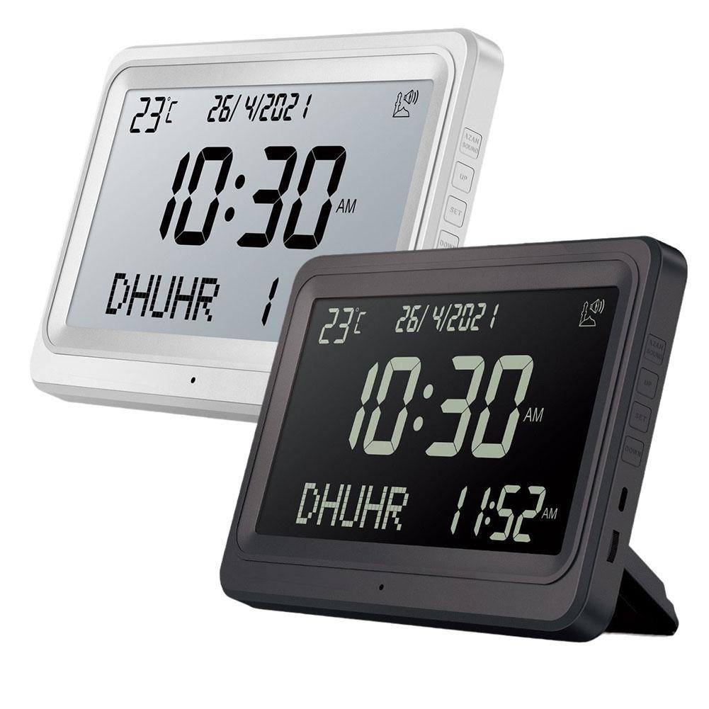 LCD Screen Hijir Gregorian Calendars Muslim Prayer Multi-languages Azan Desktop Worship Alarm Clock Electronic Wall Clock