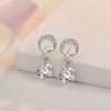925 Sterling Silver 1 Carat Moissanite Round Earrings Engagement Wedding Daily Work Party Travel Luxurious Gift for Women