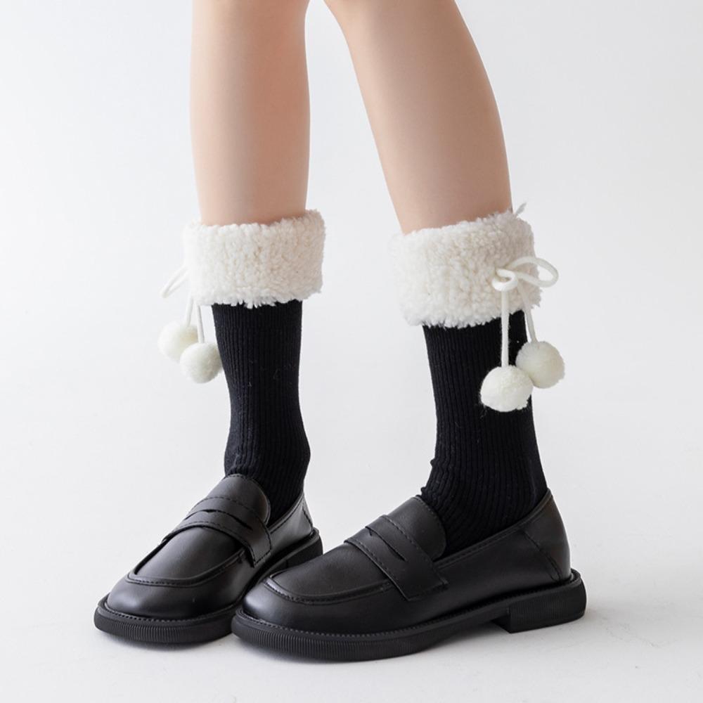

Sweet Snow Boot Socks Middle Tube Female Hosiery New Bow Middle Tube Socks Winter Christmas Gifts