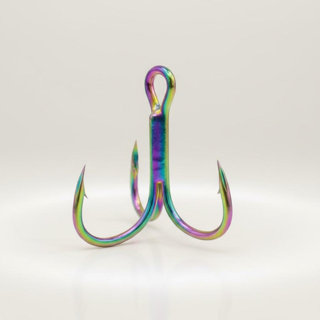 

10PCS High Carbon Stainless Steel Treble Hooks Set Strong Pull Corrosion Resistant Saltwater Freshwater Fishing